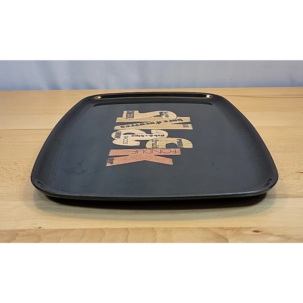 Vintage Couroc Inlaid “SNACK” Wood Black Phenolic Tray Snack Dish 9x12 Barware
